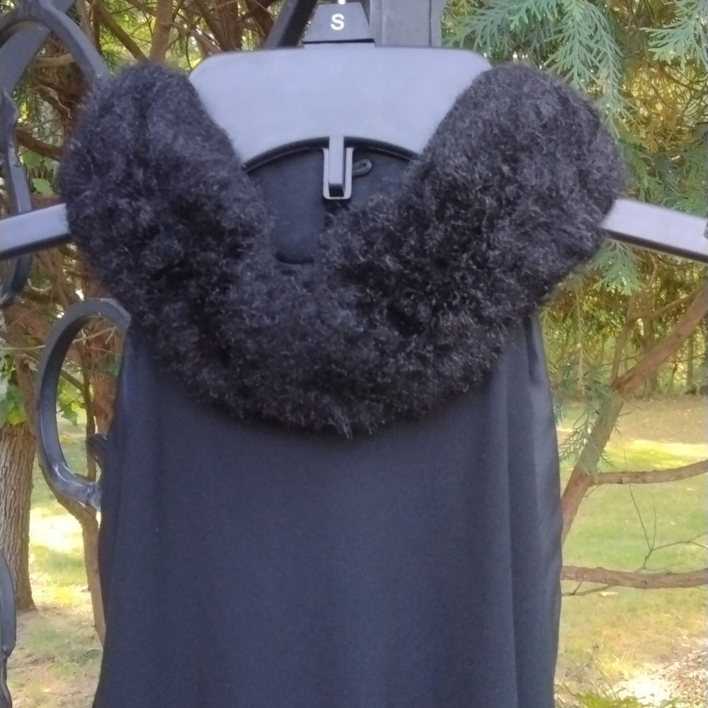 Ralph Lauren black long formal dress with faux fur collar, Vintage size 4 - Picture 11 of 16